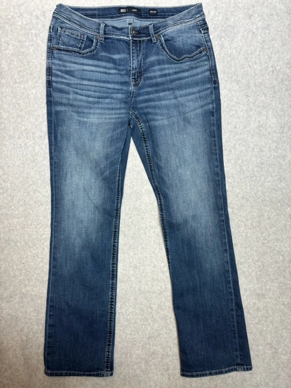 BKE Derek Stretch Relaxed Fit Bootcut Denim Jeans-Barrette Wash-Men Size 34x34